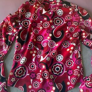 Vintage MaryKate and Ashley Olsen Pink Floral Swirl Button-Up Blouse Very Y2K